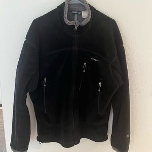 Men’s Large Patagonia R4 Regulator Vintage Y2K Fleece Jacket Black Grey